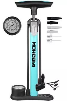 MOHEGIA Велосипедный напольный насос Совместим с американскими и британскими клапанами 160PSI Манометр с шкалой Синий насос - Французский, - -