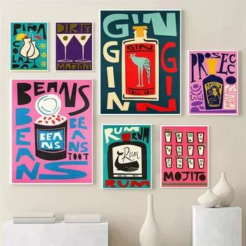 Мохито Коктейль Кухня Плакат Алкоголь Винтаж Холст Картина Гостиная Общежитие Настенная Картина 21cm30cm NoFrame