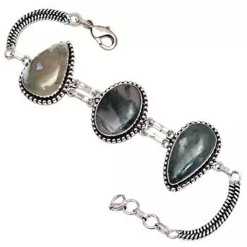 Моховой агат драгоценный камень подарок для нее серебряные ювелирные изделия браслеты 7 регулируемые