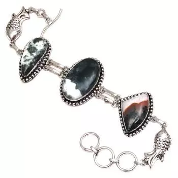 Моховой агат драгоценный камень подарок для нее серебряные ювелирные изделия браслеты 7 регулируемые