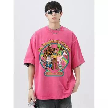 Мои воображаемые друзья думают, что я крутой, стираные ретро-футболки, мужские дышащие футболки, мягкая хлопковая футболка, футболка большого размера S