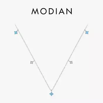 Moidan, стерлинговое серебро 925 пробы, несколько бирюзовых звеньев, цепочка, ожерелье, штабелируемая модная подвеска для женщин, изящные ювелирные изделия серебряный