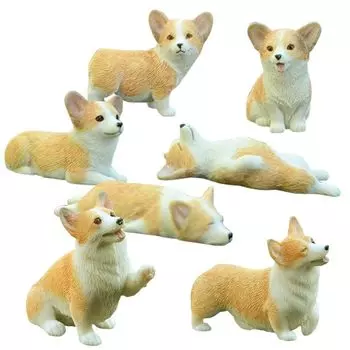 moin фигурка статуэтка украшение в любом месте Спокойной ночи щенок корги набор из 7 животных + противоскользящий коврик/мини маленькая позиция для сна Сидячая машина