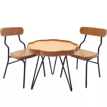 moin moin Миниатюрная мебель Масштабная мебель Стол Стул Набор из 3 предметов Кукольный домик Одноместный кафе Одноместный Ретро Антиквариат Разные материалы Коричневый Дерево