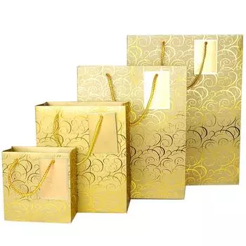 moin moin Упаковочный подарочный пакет, сумка для переноски, бумажный пакет, 5 предметов, японский стиль x Бирка xx Великолепный роскошный золотой узор по всей поверхности, Япония, японский стиль