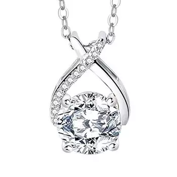 Moissanite Cross Necklace for Platinum Silver Large Gift for Birthday [gulamu jewelry] [Glam Jewelry] Women, Moissanite, Finish, 925, Hypoallergenic, платиновый