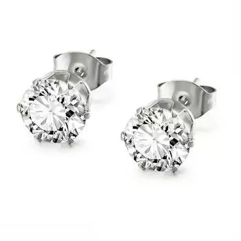 Moissanite Stud Earrings Best Selling Fancy 18K Yellow Silver Rose Gold Inlaid Six Claw Fashionable Earrings Moissanite (Silver 7mm)