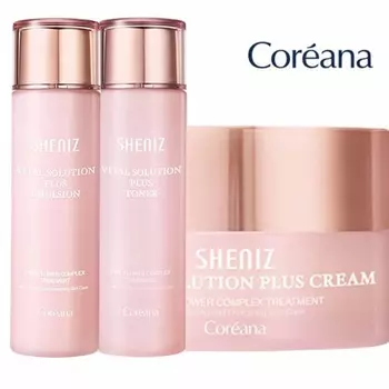 Moist, flower-scented moisturizing nutrition, elasticity, shine, 3-piece basic cosmetics set, women s skin lotion, sheenies, vital plus 2-piece set (toner emulsion)+vital cream