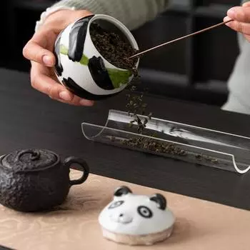 Moisture-proof Panda Tea Jar Ceramic Tea Box Desk Ornament Seasoning Storage Tank Sugar Panda