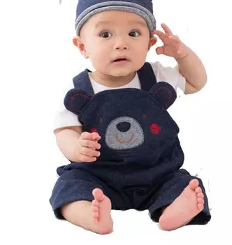 Мой маленький Сделано в Японии Детские трикотажные джинсовые штаны Комбинезон Комбинезон Медведь Хлопковый трикотажный джинсовый портной/Оригинальный Размер джинсовой ткани : 80см 100%