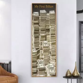 Мой первый миллиард, скандинавская картина на холсте, украшение, настенное искусство, постер с принтом доллара, картина для гостиной, спальни, домашний декор, без рамки 20*40cm