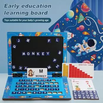 Мой первый ноутбук, игрушка для малышей, деревянная магнитная игрушка для рисования, обучающая развивающая игрушка, творческая игра для 45329 розовый