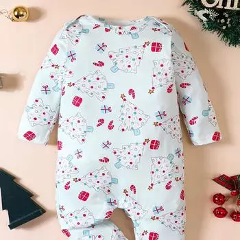 Мой первый рождественский наряд для маленьких мальчиков и девочек, комбинезон для новорожденных с длинными рукавами и рисунком «Рождественская елка», От 0 до 24 месяцев 0-3m белый