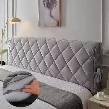 Мой текстильный универсальный чехол на изголовье кровати, бархатная ткань, однотонный утолщенный чехол на голову кровати, роскошная мягкая защита спинки кровати от пыли для дома W120xH70CM