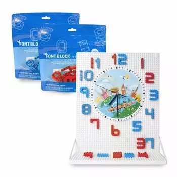 MOJIBLOCK Clock Block Set [доска + цифры 2 цвета (Красно синий) + Движение часов Малыш] Развивающая игрушка Блок Игрушка Первая игра с часами Развивающая