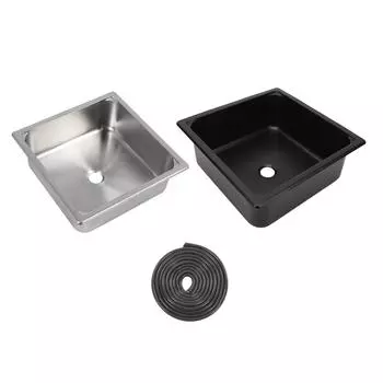 Мойка для кухни с одной чашей 13,8 х 13,8 х 4,7 дюйма, квадратная, из нержавеющей стали, со сливным отверстием 40 мм Black Spraying Plastics