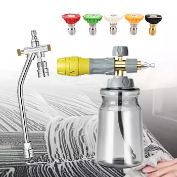 Мойка под давлением Распылитель пены 1/4 Быстрый разъем Портативная бутылка с пеной емкостью 1 литр для автомобиля With 5 Nozzles