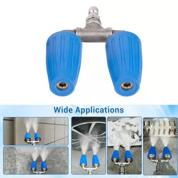 Мойка высокого давления, двойная турбонасадка, отверстие 2 мм, 46 галлонов в минуту, 4000 фунтов на квадратный дюйм, вращающийся наконечник с быстроразъемным разъемом 1/4 дюйма синий