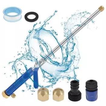 Мойка высокого давления с 2 насадками, герметичная садовая шланговая очистка, распылитель, струйная насадка для мойки автомобиля, мойка окон синий
