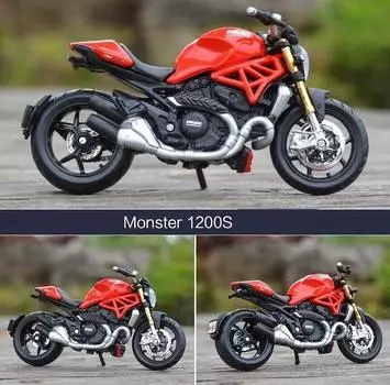 Мойкирпичный дом 1:18 Monster 1200S Racing Sports Модель литого под давлением металлического мотоцикла, новая коллекция