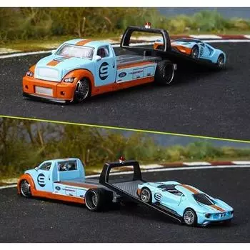 Мойкирпичный дом 1:64 Модель грузовика с прицепом GT Heritage 2019, литой под давлением металлический автомобиль