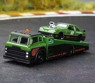 Мойкирпичный дом 1:64 Ramp Trailer Truck 1993 SVT Cobra Модель Металлического Автомобиля Новая Коллекция