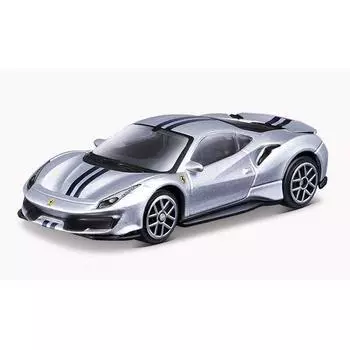 Мойкирпичный дом 1:64 Silver Ferrari 488 Pista Racing Спортивная модель металлического автомобиля Новая коллекция