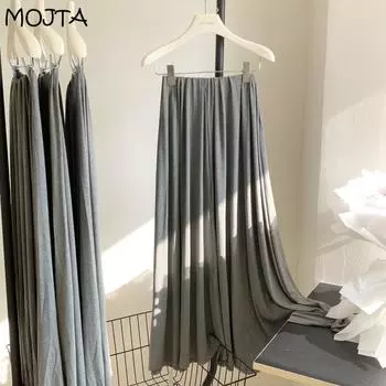 MOJTA летняя женская юбка трапециевидной формы средней длины с высокой талией, однотонная повседневная юбка с драпировкой