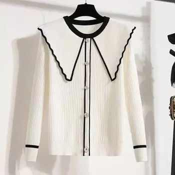 MOJTA женская осенняя однотонная свободная трикотажная блузка больших размеров с длинными рукавами XL белый