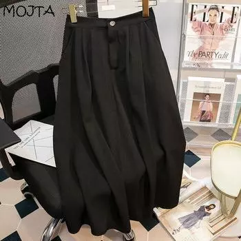 MOJTA женская повседневная юбка с высокой талией на весну и осень размера плюс, женская юбка средней длины