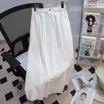 MOJTA женская повседневная юбка с высокой талией на весну и осень размера плюс, женская юбка средней длины