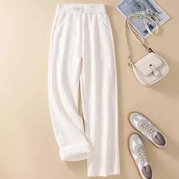 MOJTA женские осенне-зимние повседневные свободные брюки больших размеров с высокой талией и брюками