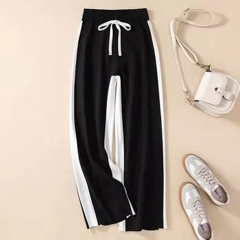 MOJTA женские осенне-зимние повседневные свободные брюки больших размеров с высокой талией и плюшевыми брюками