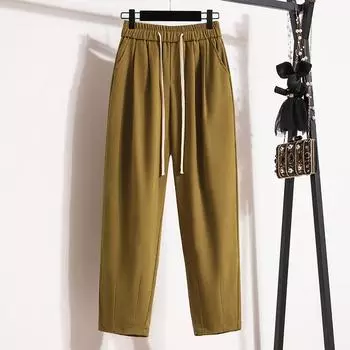 MOJTA женские весенне-осенние повседневные свободные брюки больших размеров с высокой талией, брюки L чёрный