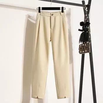 MOJTA женские весенне-осенние повседневные свободные брюки больших размеров с высокой талией, брюки L чёрный