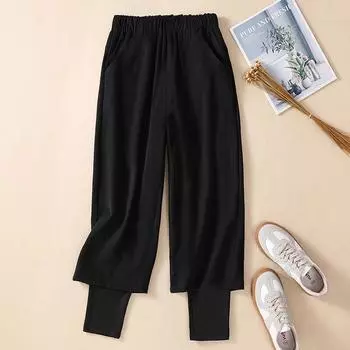 MOJTA женские весенне-осенние повседневные свободные брюки больших размеров с высокой талией, брюки