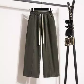 MOJTA женские весенне-осенние повседневные свободные брюки больших размеров с высокой талией, брюки