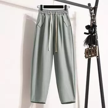 MOJTA женские весенне-осенние повседневные свободные брюки больших размеров с высокой талией, брюки M чёрный