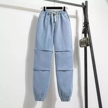 MOJTA женские весенне-осенние повседневные свободные брюки больших размеров с высокой талией, джинсы S