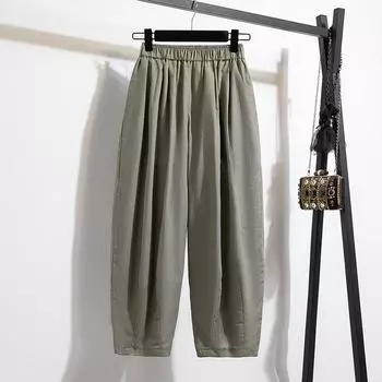 MOJTA женские весенне-осенние повседневные свободные брюки больших размеров с высокой талией, брюки L серый