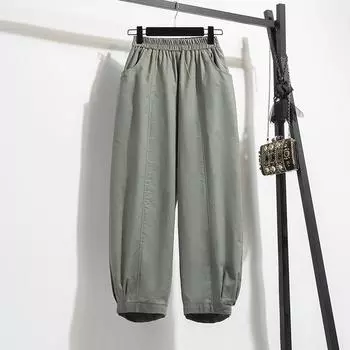 MOJTA женские весенне-осенние повседневные свободные брюки больших размеров с высокой талией, брюки L чёрный