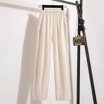 MOJTA женские весенне-осенние повседневные свободные брюки больших размеров с высокой талией, брюки