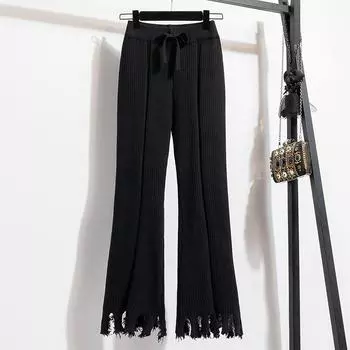 MOJTA женские весенне-осенние повседневные свободные брюки больших размеров с высокой талией, брюки L чёрный