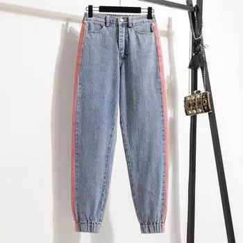 MOJTA женские весенне-осенние повседневные свободные брюки больших размеров с высокой талией, джинсы S