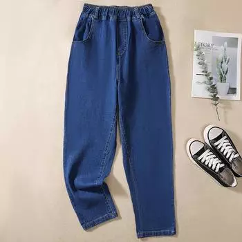 MOJTA женские весенне-осенние повседневные свободные брюки больших размеров с высокой талией, джинсы