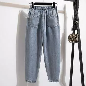MOJTA женские весенне-осенние повседневные свободные брюки больших размеров с высокой талией, джинсы L