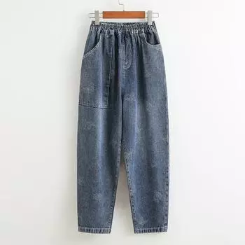 MOJTA женские весенне-осенние повседневные свободные брюки больших размеров с высокой талией, джинсы