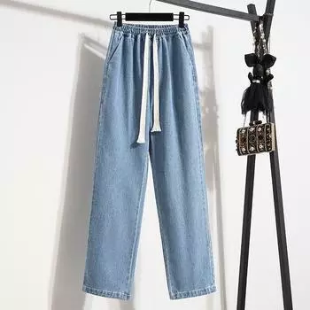MOJTA женские весенне-осенние повседневные свободные брюки больших размеров с высокой талией, джинсы S темно-синий