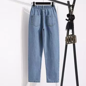 MOJTA женские весенне-осенние повседневные свободные брюки больших размеров с высокой талией, джинсы