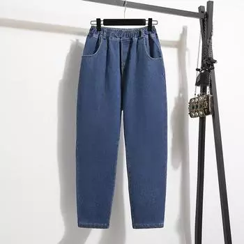 MOJTA женские весенне-осенние повседневные свободные брюки больших размеров с высокой талией, джинсы